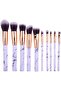 Professional 10 pcs Makeup Brushes Professional Marble Pattern Cosmetic Make Up Brush Tools (White)