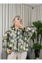 Ten Floral Patterned Coat Green-52704 - 3