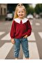 Girl's Heart Collar Floral Embroidered Jeans Suit