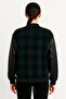 Lumberjack College Jacket with Faux Leather Sleeves and Lining - Khaki - 2