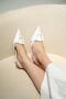 Nicole White Leather Buckle Women's Heeled Shoes - 3