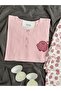 Pink Chick Patterned Buttoned Long Sleeve Pajama Set - 6