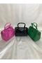 Women's Crocodile Skin Look Silver Detailed Hand and Shoulder Bag - 4