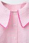 Girls' Cotton Pink Checkered Shirt Collar Blouse Bow Pants Bottom-Top Set - 4