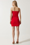 Flower Detailed Strapless Mini Knitwear Dress Lns0077 Red - 6