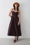 Brown Waist Detailed Poplin Dress - 2001 - 4