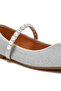 Women Pearl Strapped Glitter Ballerinas in Silver - 5