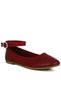 Women Ankle Strap Detail Ballet Flats in Burgundy