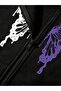 Butterfly Printed Oversize Zippered Black Unisex Hooded Cardigan - 2