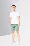 Men Regular Fit Brand Logo Basic Shorts, Sage Green - 3