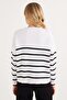 Women's Slim Fit Slim Fit Crew Neck Striped White Sweater - 7