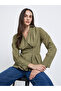 Women Green Pleated Wrap Shirt