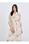 Floral Print Balloon Sleeves A-Line Maxi Dress - 3