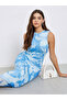 Floral Print Mesh Sleeveless Bodycon Maxi Dress