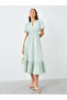 Solid Short Sleeves Tiered Midi Dress