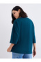 Women Dark Green Exaggerated Shoulder Oversized T-Shirt - 4