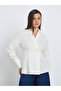 Women Cream Pleated Wrap Shirt - 3