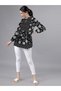 Women Black Floral Peplum Tunic Top - 5