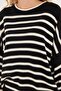 Women's Oversize Wide Cut Crew Neck Striped Black Sweater - 3