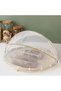 1pc Handwoven Natural Bamboo Food Cover Basket, Dust-proof Handmade Food Basket with Gauze - 6