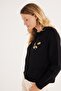 Women's Regular Fit Classic Cut Butterfly Embroidered Black Cardigan - 4