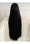 woman's black super long 40Inch synthetic wig with long straight hair with no bangs in the middle... - 5
