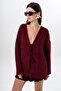 Women's Short Shaggy V-Neck Tie-Up Basic Long Cardigan