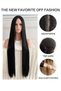 woman's black super long 40Inch synthetic wig with long straight hair with no bangs in the middle... - 6