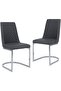 Faux Leather Armless Dining Chairs Set of 2 – Chrome Steel Frame – Upholstered Acc - 2