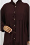 Viscose Fabric Half Button Dress 2130-04 Brown - 4