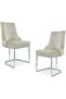Set of 2 Taupe Velvet Dining Chair with Chrome Legs - Bianca