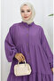 Seersucker Fabric Half Button Dress 2131-04 Lilac - 3