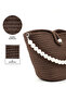 Coffee Color Shk245 Pearl Straw Fabric Single Compartment, Hanging Hand, Arm and Shoulder Bag - 5