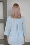 Women's Linen Shirt with Side Slits and Stripe Detail - 2