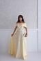 Yellow Off Shoulder Strapless Jewel Satin Evening Dress - 3