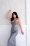 Gray Beaded Strapless Sheer Detailed Fish Evening Dress - 3