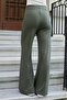 Women's Silky Textured Stretchy Modal Fabric Stone Printed Elastic Waist Wide Leg Palazzo Pants-Khaki - 4