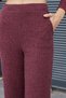 Women's Glittery Camisole High Waist Side Pockets Elastic Waist Wide Leg Trousers - Burgundy - 8