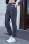 Women's Stretchy Modal Fabric High Waist Pocket Leg Part Relaxed Cut Narrow Leg Trousers-Anthracite - 3