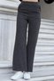 Women's Glittery Camisole High Waist Side Pockets Elastic Waist Wide Leg Trousers - Anthracite - 3