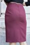 Lined High Waist Below the Knee Lightweight Lycra Slit Fabric Office Pencil Skirt-Claret Red - 6
