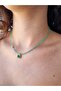 Green Cat's Eye Natural Stone Square Stone Detailed Necklace - 2
