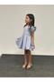 Girl's Evening Dress Blue Short One Shoulder Rose Detailed Crepe Fabric Evening Dress 5-10 Years - 2