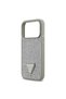 iPhone 17 Pro Compatible Case Original Licensed Stoned Back Surface Triangle Logo Cover Silver - 7
