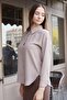 Women's Collared Off-Shoulder Long Sleeve Lycra-Free Fabric Shirt-Mink - 3