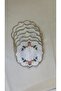 Kanavi̇çe Embroidered Yellow-Pink Oval (6 Pcs) Linen Cocktail Servette Coffee so Presentation - 4