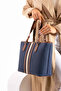 Women's Striped Long Strap 4 Compartment Polo Hand & Shoulder Bag - 7
