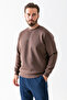 Men's Crew Neck Notfind Printed 3Ip Sweatshirt Brown - 25K 5012 - 5