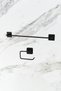 Black Square Adhesive Long Towel Holder Black Open Adhesive Toilet Roll Holder Set of 2