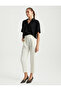 Ecru - Satin Trousers with Belt Detail - 2
